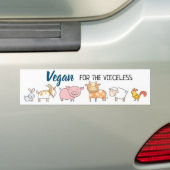 Vegan voor het weerloze wit met zes dieren bumpersticker (Op auto)