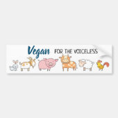 Vegan voor het weerloze wit met zes dieren bumpersticker (Voorkant)
