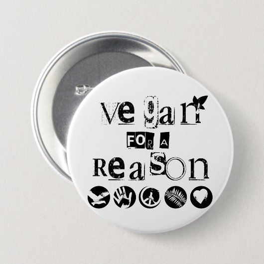 Vegan voor Reason Badge Ronde Button 7,6 Cm (Voorkant /achterkant)