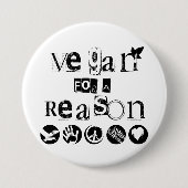 Vegan voor Reason Badge Ronde Button 7,6 Cm (Voorkant)