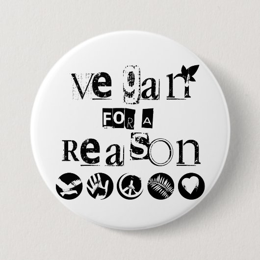 Vegan voor Reason Badge Ronde Button 7,6 Cm (Voorkant)