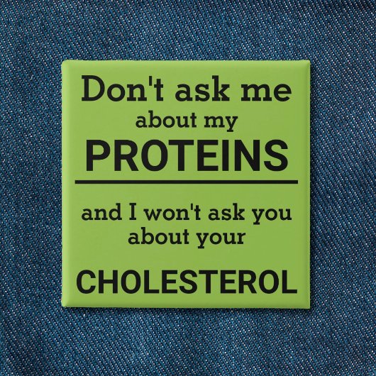 Vegan - vraag me niet naar mijn eiwitplezier vierkante button 5,1 cm