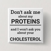 Vegan - vraag me niet naar mijn eiwitplezier vierkante button 5,1 cm (Voorkant)