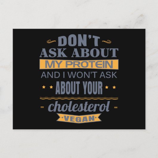 Vegan vraagt niet naar mijn proteïne briefkaart (Voorkant)