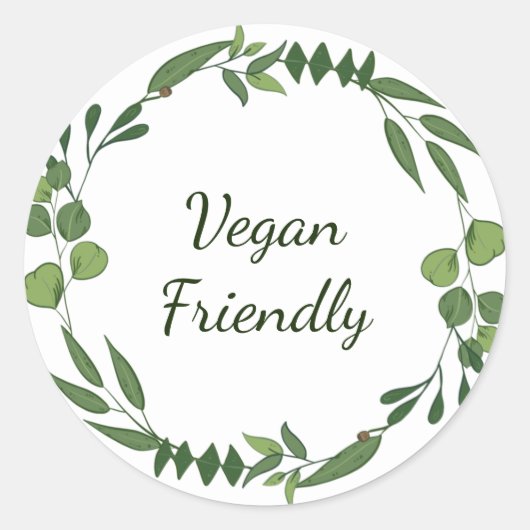 Vegan vriendelijke groet ronde sticker (Voorkant)