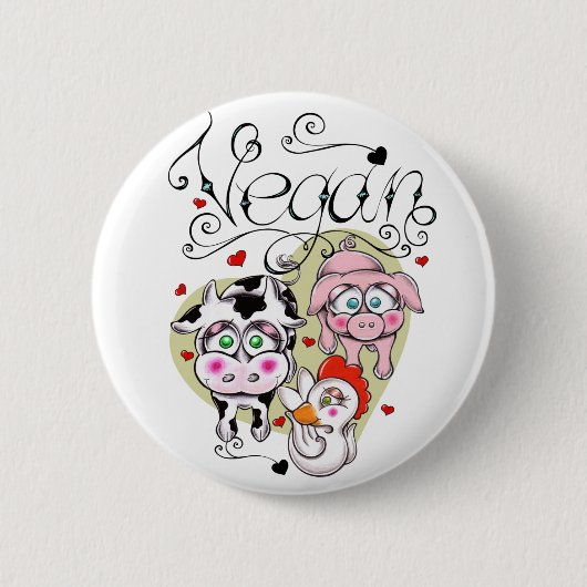 Vegan vrienden ronde button 5,7 cm (Voorkant)