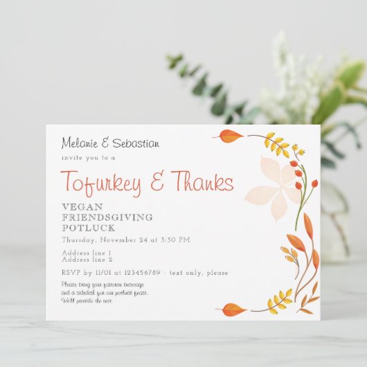 Vegan Vriendschap Vegetarische Thanksgiving Feest Kaart (Staand voorkant)