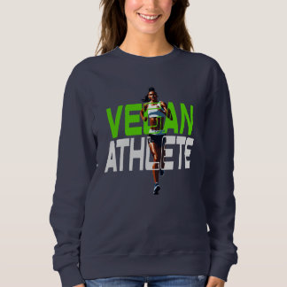 vegan vrouw athlete , vegan runner sweatshirt