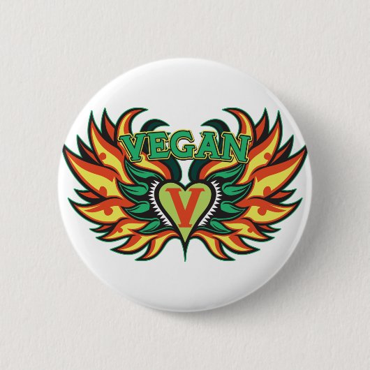 Vegan Wings Ronde Button 5,7 Cm (Voorkant)
