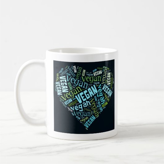 "Vegan" Word-Cloud Heart & Quote Koffiemok (Links)