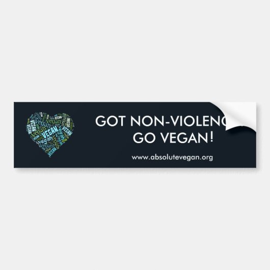 "Vegan" Word-Cloud Mosaic (hart) & Citaat Bumpersticker (Voorkant)