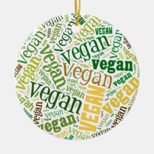 "Vegan" Word-Cloud Mosaic Keramisch Ornament