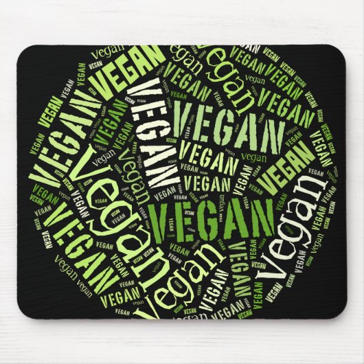 "Vegan" Word-Cloud Mosaic Muismat (Voorkant)