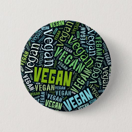 "Vegan" Word-Cloud Mosaic Ronde Button 5,7 Cm (Voorkant)