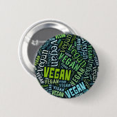 "Vegan" Word-Cloud Mosaic Ronde Button 5,7 Cm (Voorkant /achterkant)