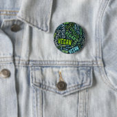 "Vegan" Word-Cloud Mosaic Ronde Button 5,7 Cm (In situ)