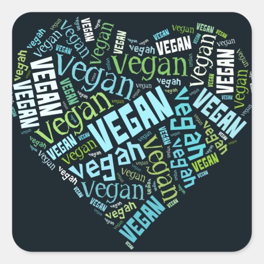 "Vegan" Word-Cloud Mosaic Vierkante Sticker (Voorkant)