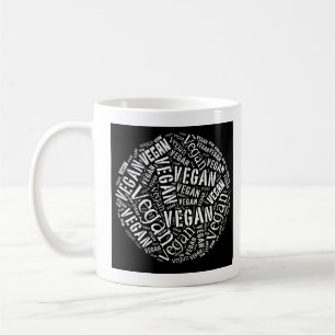 "Vegan" Word-Cloud Sphere & Quote Koffiemok