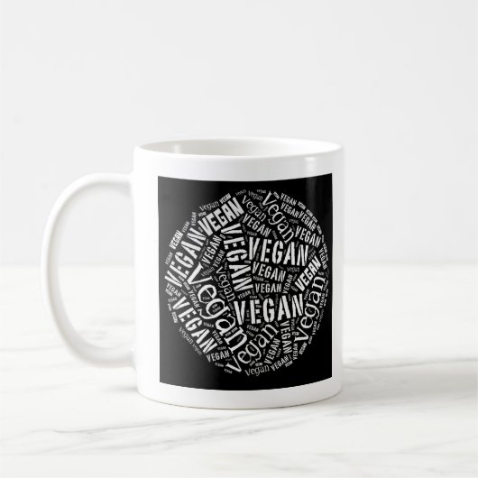 "Vegan" Word-Cloud Sphere & Quote Koffiemok (Links)