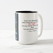 'Vegan' Word-Cloud - Varken, Hen en koe met citaat Tweekleurige Koffiemok (Voorkant rechts)