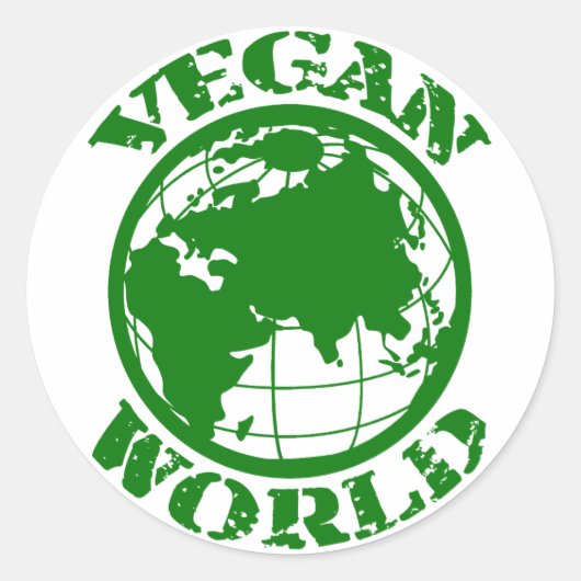 Vegan World Ronde Sticker (Voorkant)