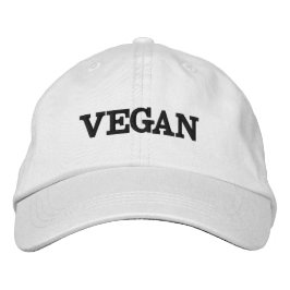 Vegane honkbalpet (zwarte tekst) geborduurde pet