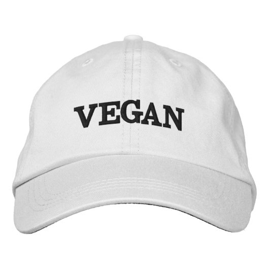 Vegane honkbalpet (zwarte tekst) geborduurde pet (Voorkant)