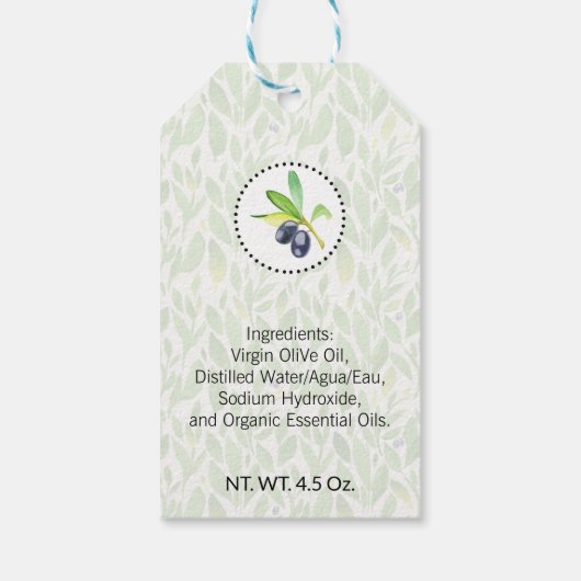 Vegane olijfolie bad & lichaam cadeaulabel (Achterkant)