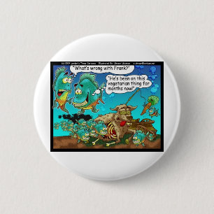 Vegane Piranha's Grappige Uitgebreide Cartoon Cade Ronde Button 5,7 Cm