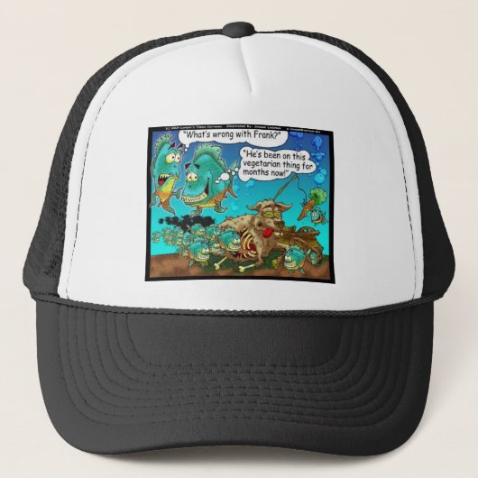 Vegane Piranha's Grappige Uitgebreide Cartoon Cade Trucker Pet (Voorkant)