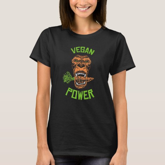 Vegane Power Gorilla Met Wortel T-shirt (Voorkant)