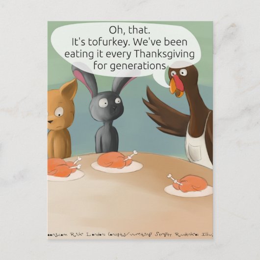 Vegane Thanksgiving Grappig Feestdagenkaart (Voorkant)
