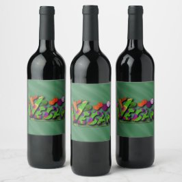 Veganism Multicolor Wijn Etiket