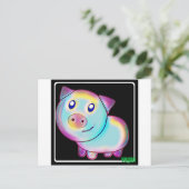 Veganistisch gekleurd varken briefkaart (Staand voorkant)