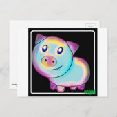 Veganistisch gekleurd varken briefkaart (Voorkant / Achterkant)