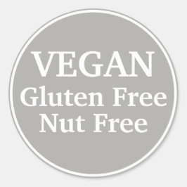 Veganistisch. Glutenvrij. Zonder noten. Gray. Gepe Ronde Sticker