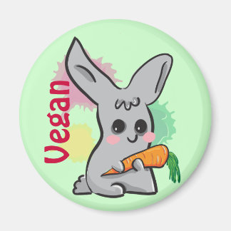 Veganistisch grijs schattig konijntje met wortelma magneet