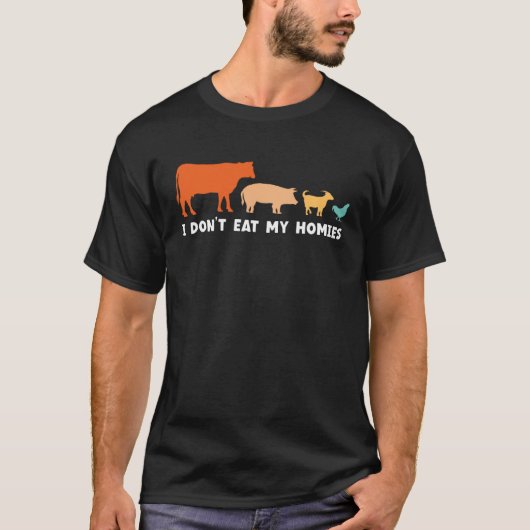Veganistisch Ik eet mijn Homies Grappige Vegetaris T-shirt (Voorkant)