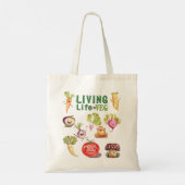 Veganistisch leven op de groenten van de Waterverf Tote Bag (Achterkant)