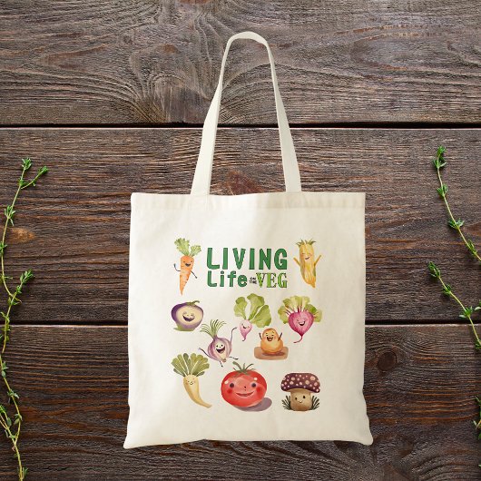 Veganistisch leven op de groenten van de Waterverf Tote Bag