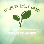 Veganistisch menu Aangepast venster Cling Raamsticker (Vel 3)