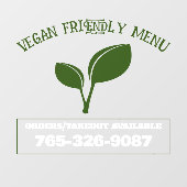 Veganistisch menu Aangepast venster Cling Raamsticker (Vel)