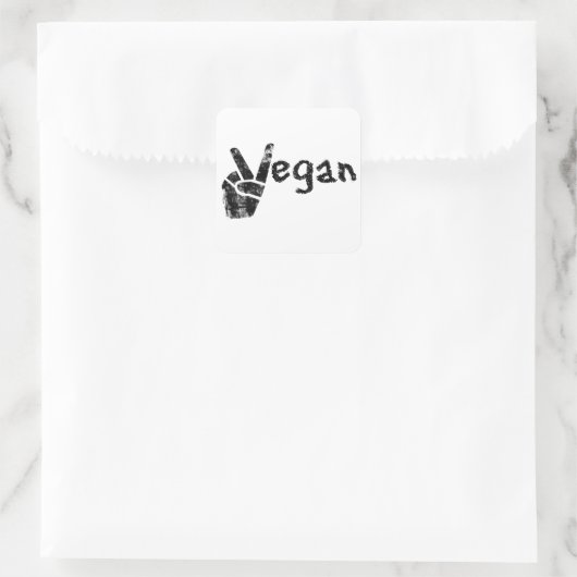 Veganistisch met Vredessymbool Vierkante Sticker (Tas)