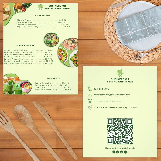 Veganistisch Restaurant Eten Menu Professioneel | 