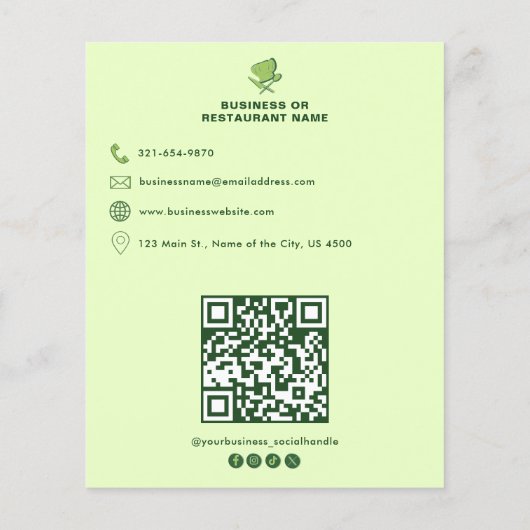 Veganistisch Restaurant Eten Menu Professioneel |  (Achterkant)