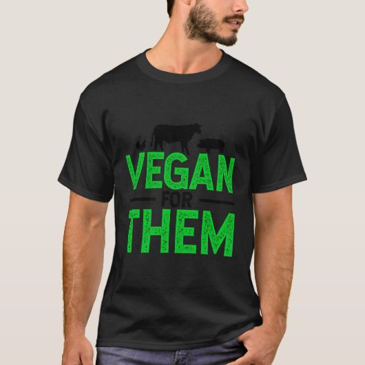 Veganistisch voor hen Dieren Koe Varkenskip Geen V T-shirt (Voorkant)