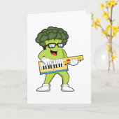 Veganistische Broccoli op Muziek met Gitaar Kaart (Gele Bloem)