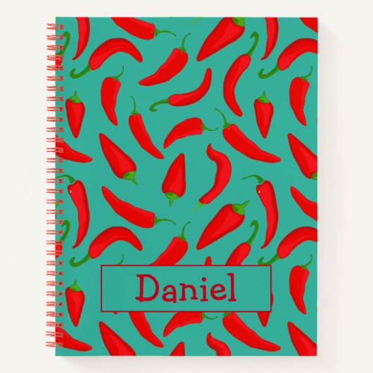 Veganistische geïnspireerde Red Chili Pepper Print Notitieboek (Voorkant)