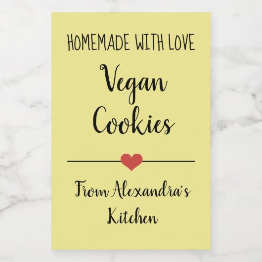 Veganistische gele koekjes voedselcontainer etiket (Enkel label)