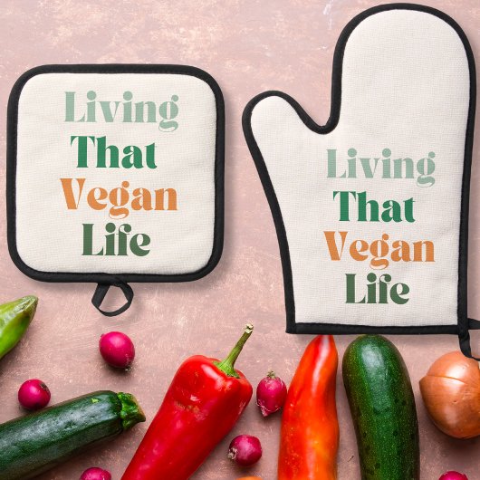 veganistische zin ovenwant & pannenlap set